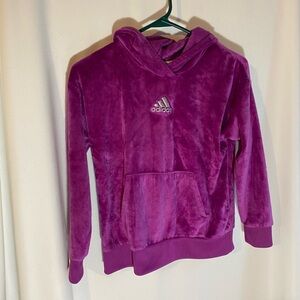 Adidas Fuchsia Purple Fuzzy Soft Hoodie Sweatshirt Girls Size medium